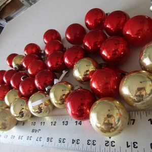 vintage christmas red and gold bulbs, tree ornaments